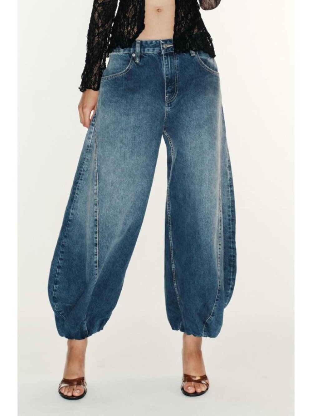 ZARA TRF MID-RISE ELASTICIZED DENIM JEANS - Picture 3 of 7